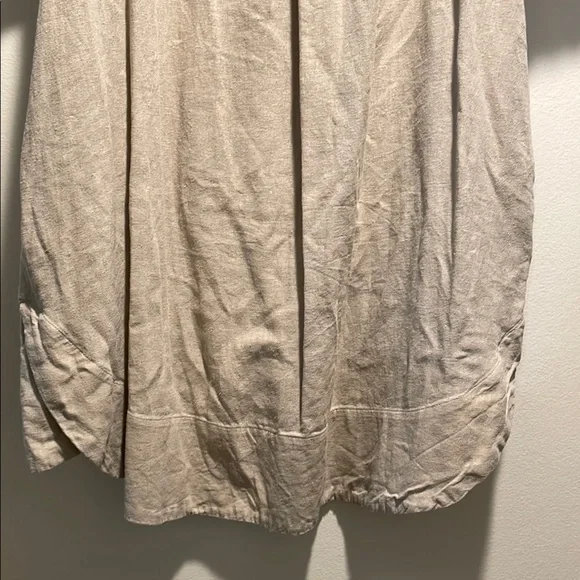 For Cynthia Tan Mini Dress with Puff Sleeves and Crew Neck Rounded Bottom Detail - Picture 9 of 15